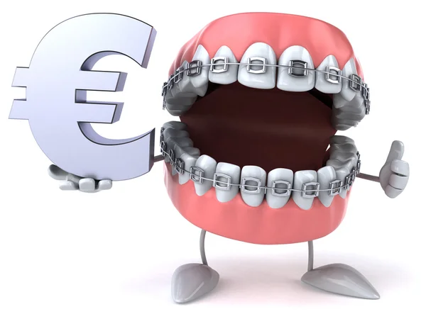 Teeth with euro sign — Stock Photo, Image