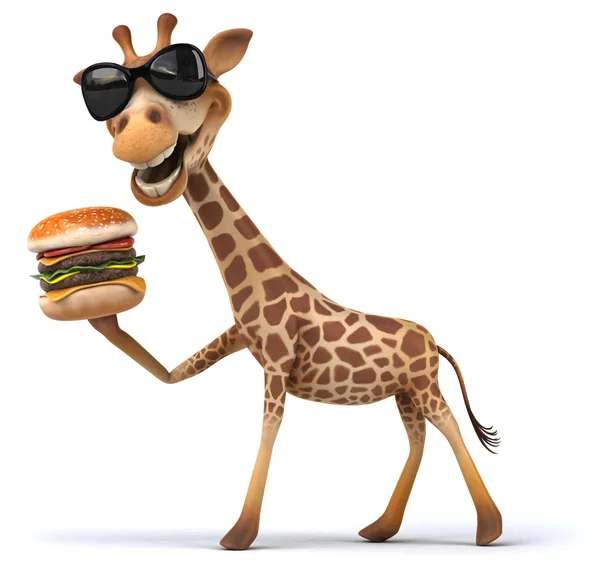 Giraffe met hamburger — Stockfoto