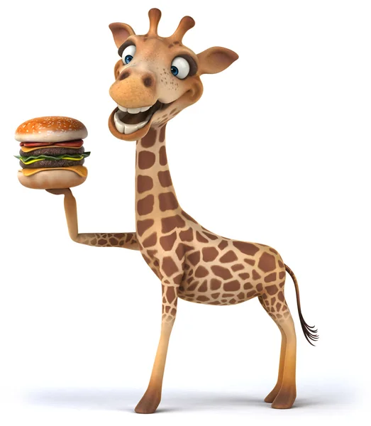 Zürafa hamburger ile — Stok fotoğraf