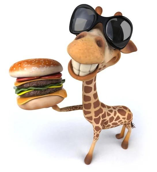 Giraffe mit Hamburger — Stockfoto