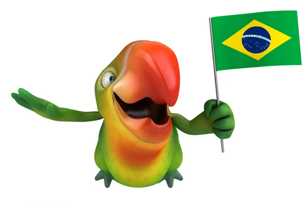 Parrot with Brazil flag — Stock Photo, Image