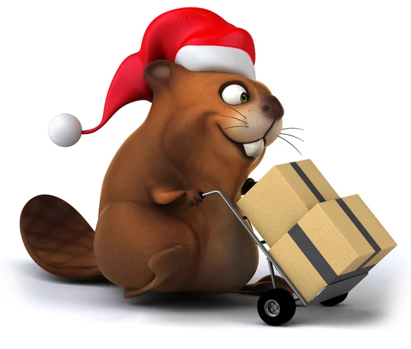 Beaver with christmas hat — Stock Photo, Image