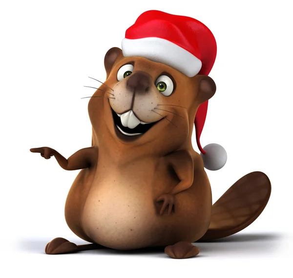 Beaver with christmas hat — Stock Photo, Image