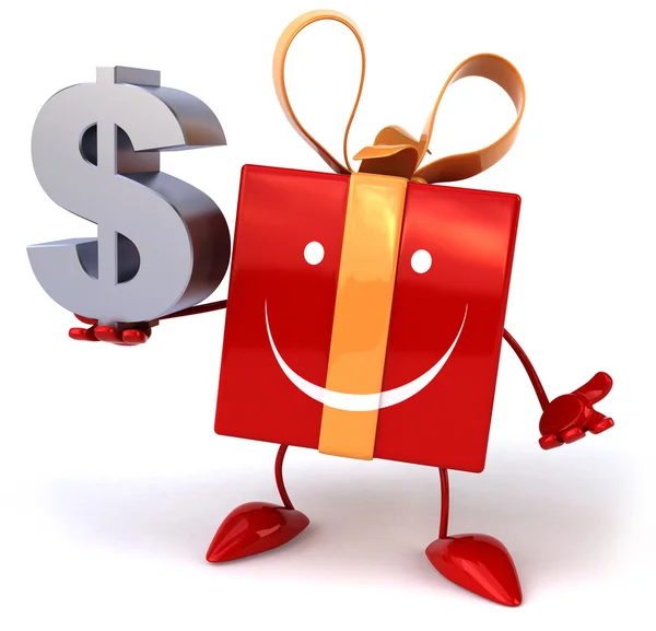 Gift with dollar sign — Stock Photo, Image