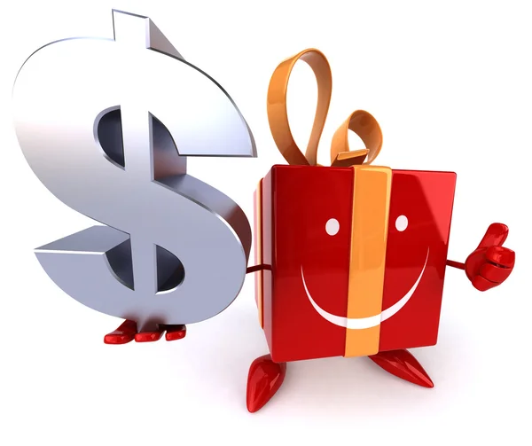 Gift with dollar sign — Stock Photo, Image