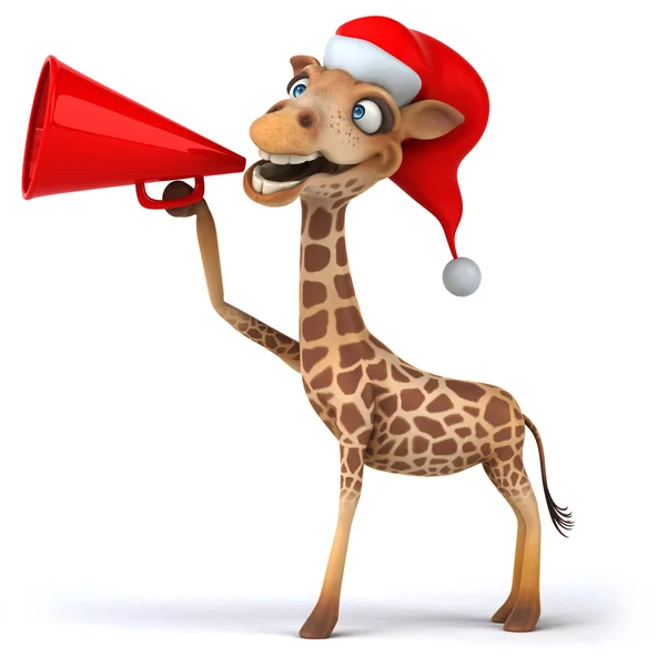 Giraffe with christmas hat — Stock Photo, Image