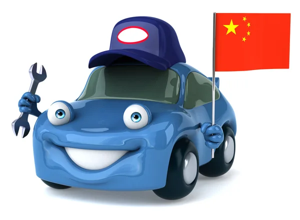 Coche con bandera china —  Fotos de Stock