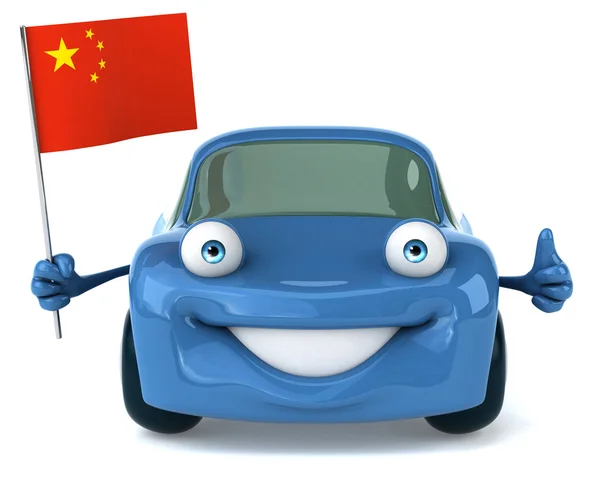 Coche con bandera china — Foto de Stock