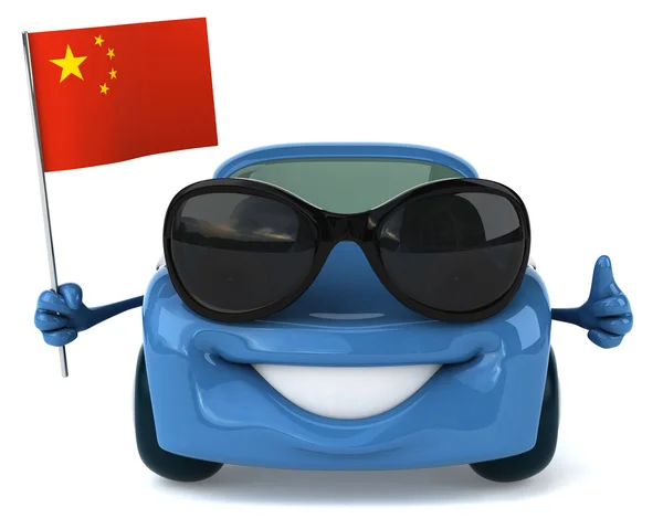 Auto mit chinesischer Flagge — Stockfoto