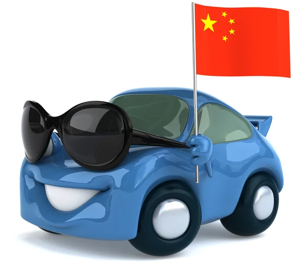 Auto met chinese vlag — Stockfoto