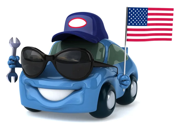 Car with USA flag — Stock Photo, Image