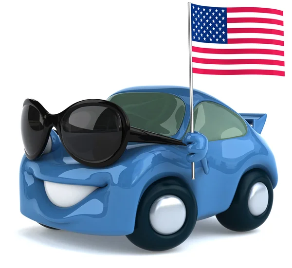 미국 국기와 함께 자동차 — 스톡 사진