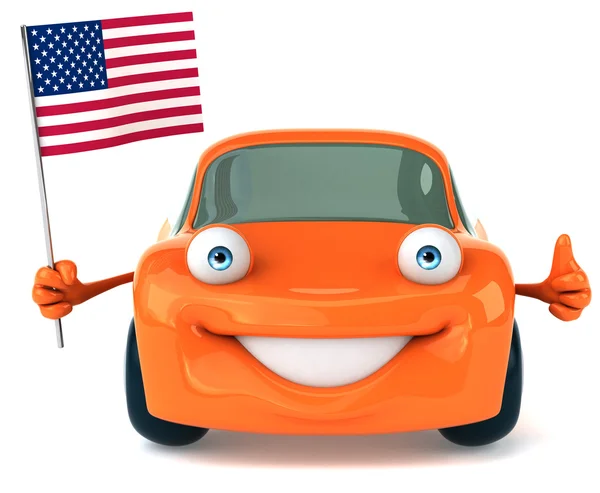 Car with USA flag — Stock Photo, Image