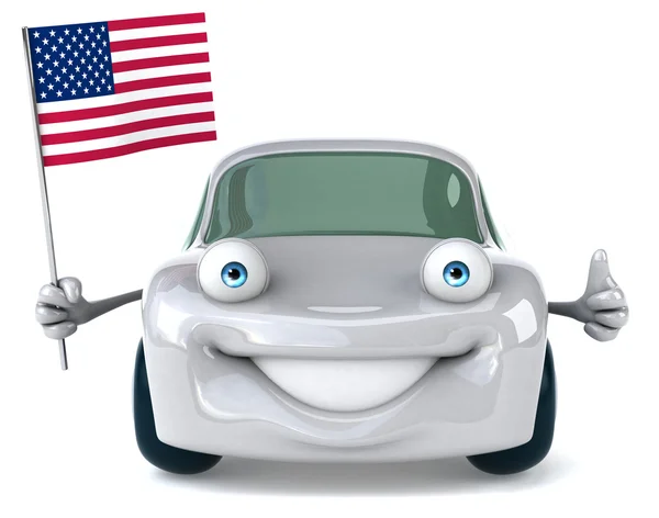 Car with USA flag — Stock Photo, Image