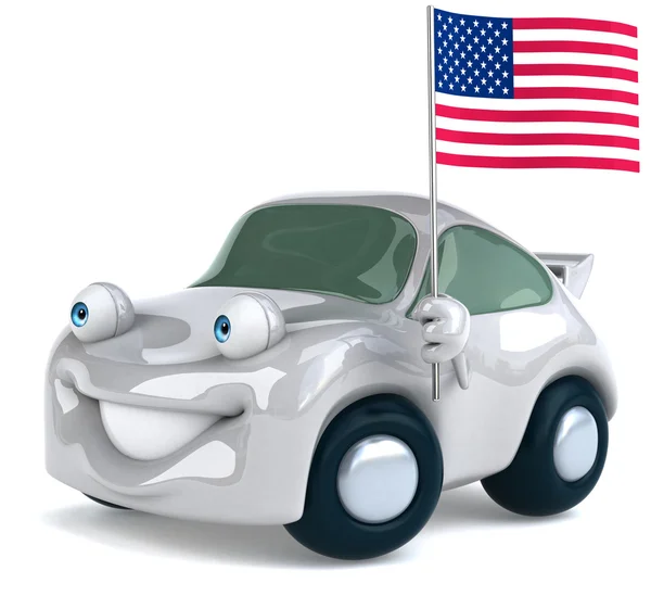 Auto met usa vlag — Stockfoto