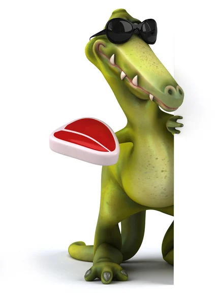 Dinosaur with steak — Stock Photo, Image