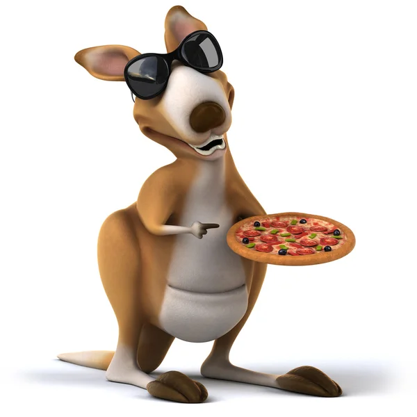 Kangoeroe met pizza — Stockfoto