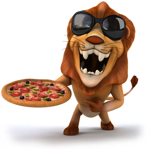 León con pizza — Foto de Stock