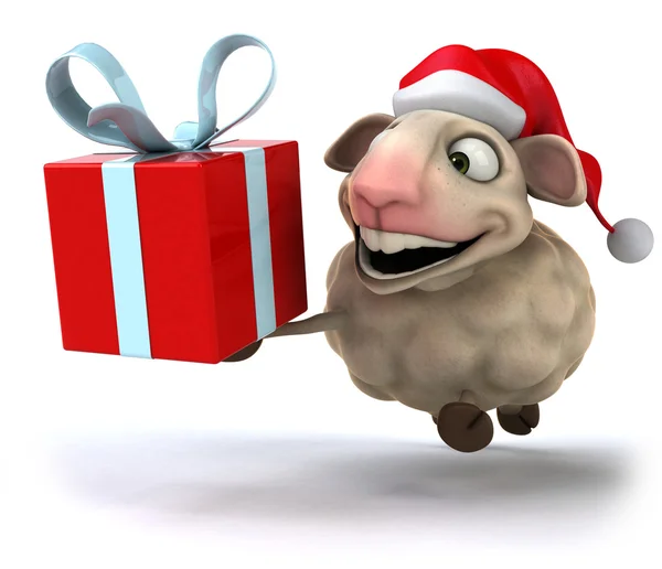 Овцы в рождественской шляпе — стоковое фото