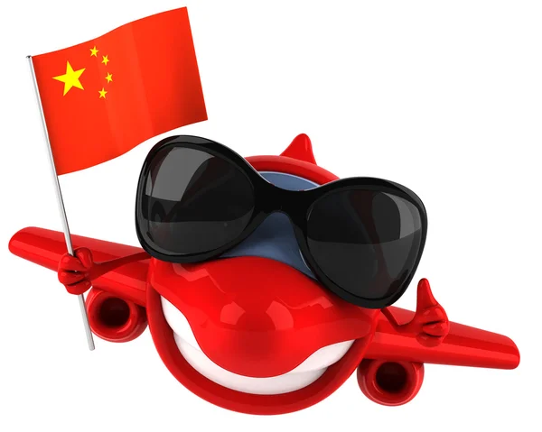 Αεροπλάνο με σημαία της Κίνας — Φωτογραφία Αρχείου