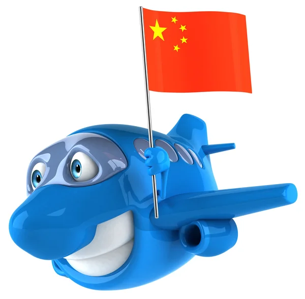 Samolot z flagą Chińskiej — Zdjęcie stockowe