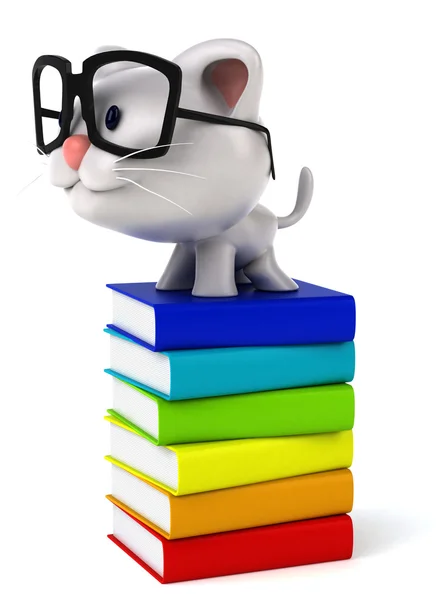 Gato con libros —  Fotos de Stock