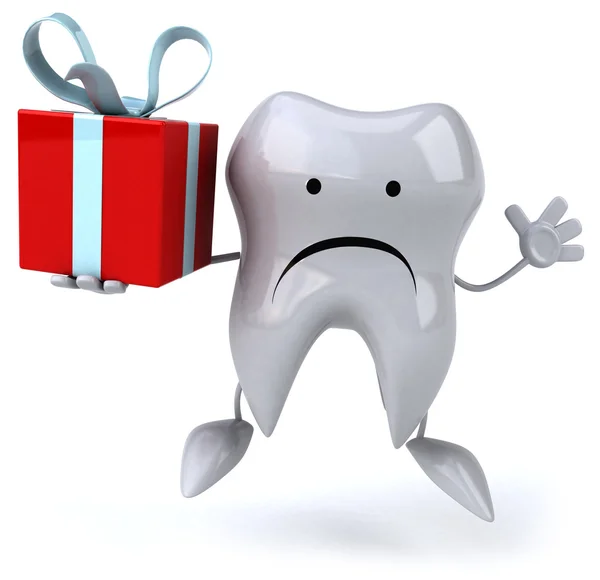 Tooth with gift — Stock Photo, Image