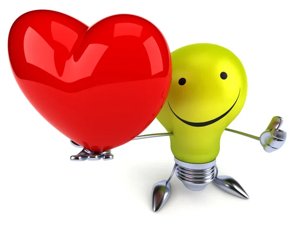 Light bulb with heart — Stock Photo, Image