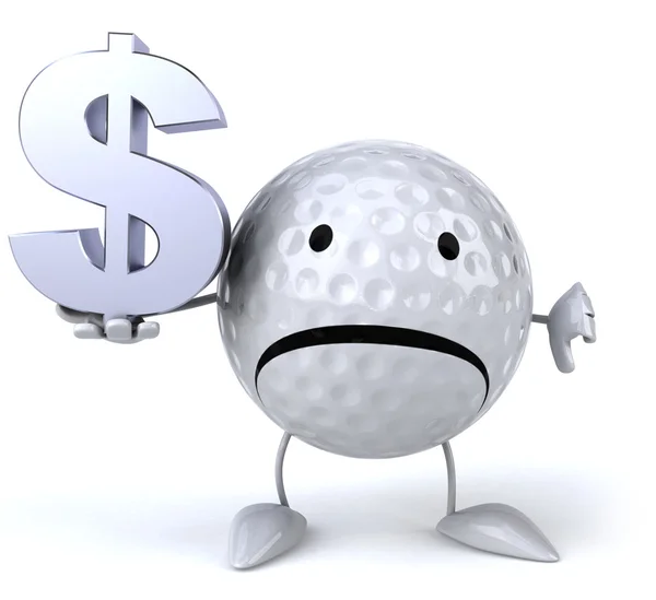 高尔夫球场球与美元符号 — 图库照片