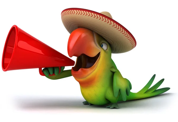 Parrot with megaphone — Stock Photo, Image