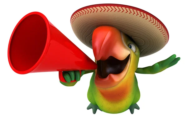 Papegaai met megafoon — Stockfoto