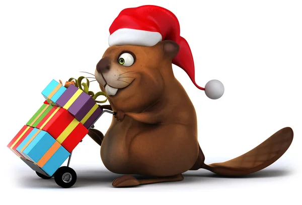 Beaver met geschenken — Stockfoto