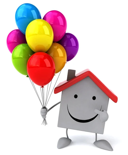 House with balloons — Stock Photo, Image