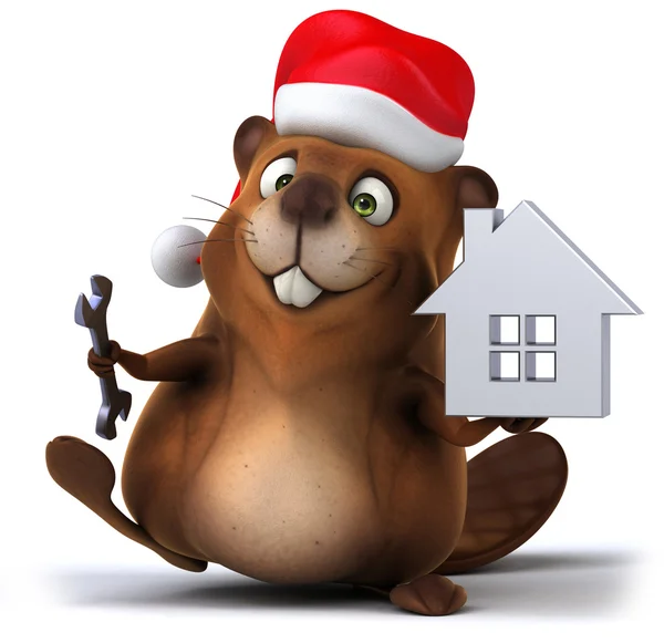 Beaver met huis — Stockfoto