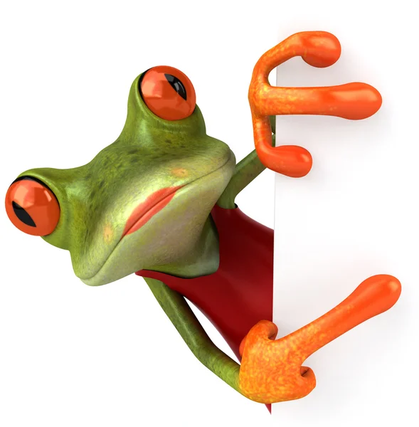 Frog with board — Stock Photo, Image