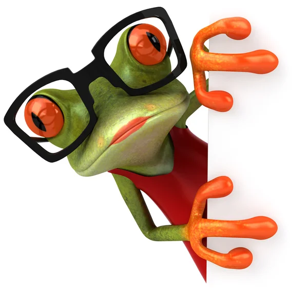 Frog with board — Stock Photo, Image