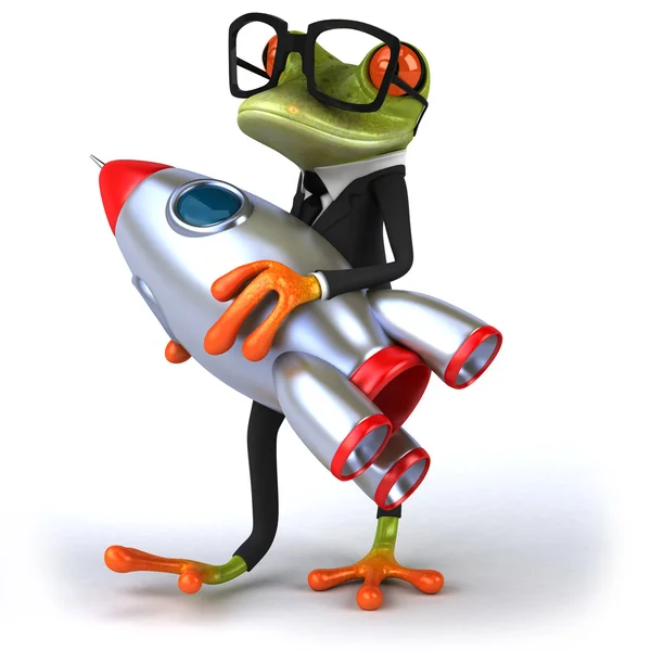 Frog with rocket — Stock Photo, Image