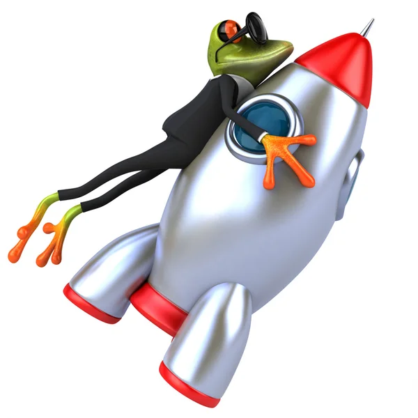 Frog with rocket — Stock Photo, Image