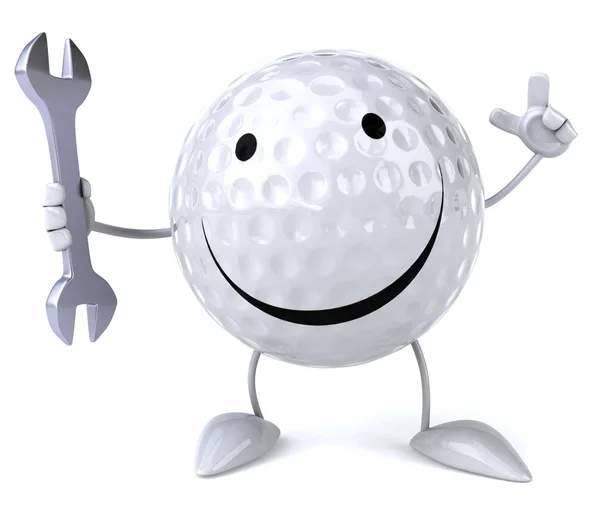 Golfball mit Schraubenschlüssel — Stockfoto