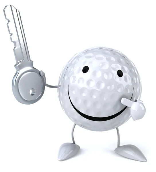 Bola de golfe com chave — Fotografia de Stock