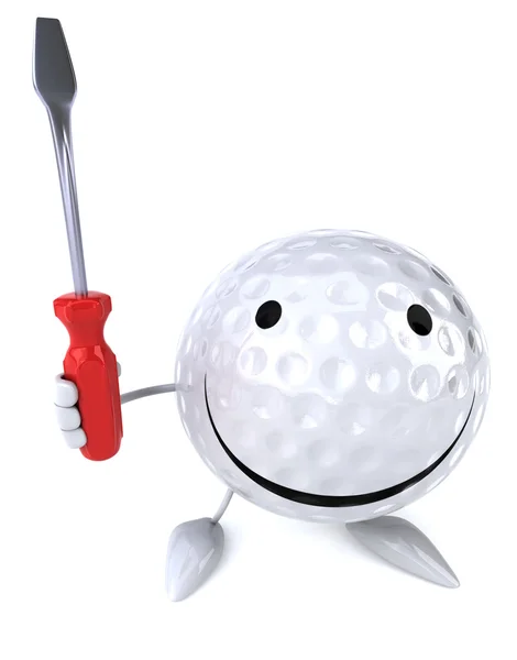 Golf ball met schroevendraaier — Stockfoto