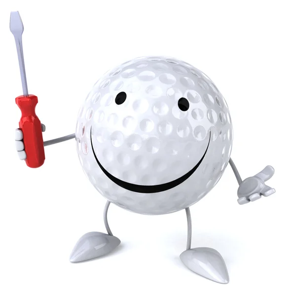 Golfball mit Schraubenzieher — Stockfoto