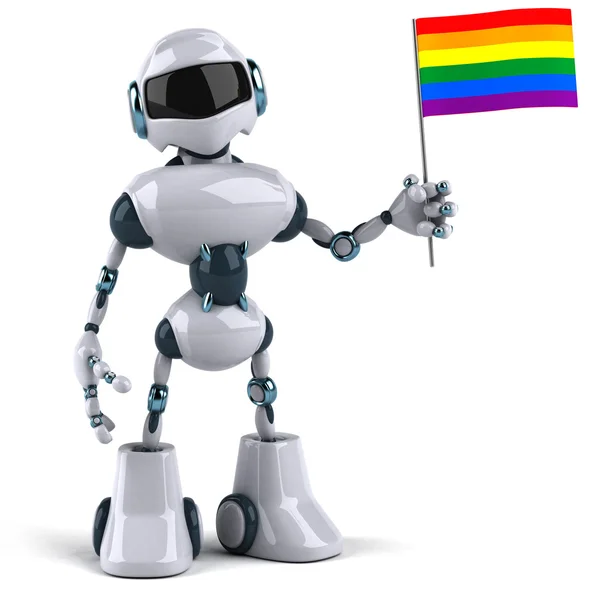 Robot met Regenboogvlag — Stockfoto