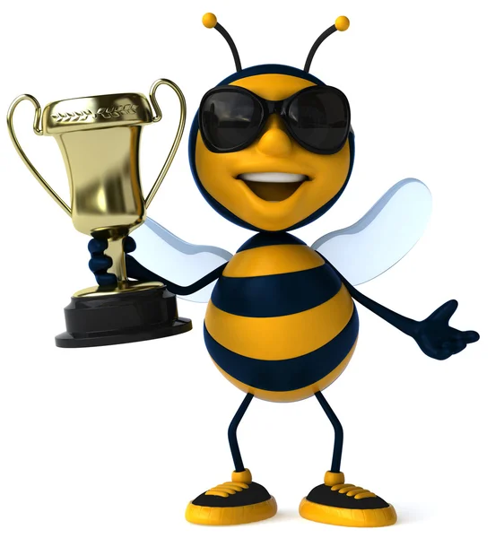 Бджола з золотою чашкою — стокове фото