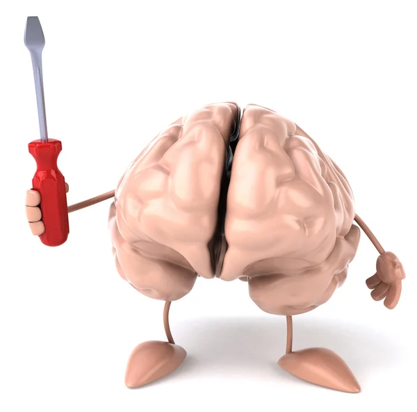Brain with screwdriver — Stock Photo, Image