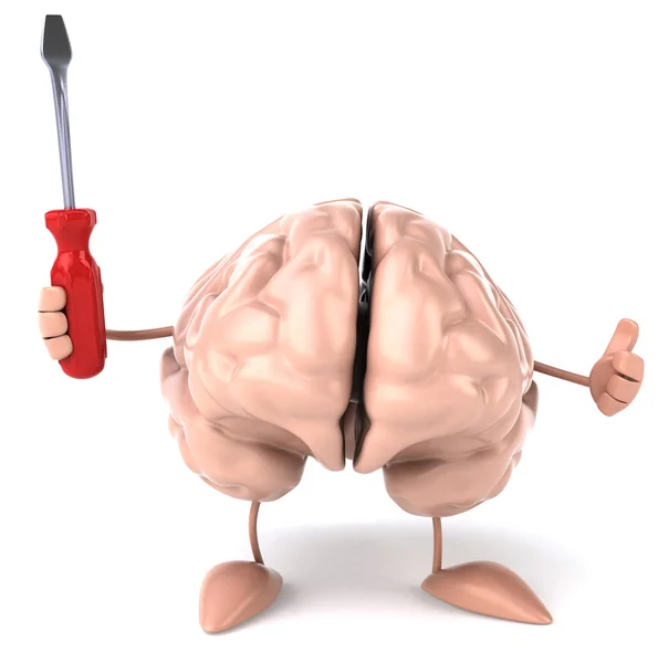 Brain with screwdriver — Stock Photo, Image