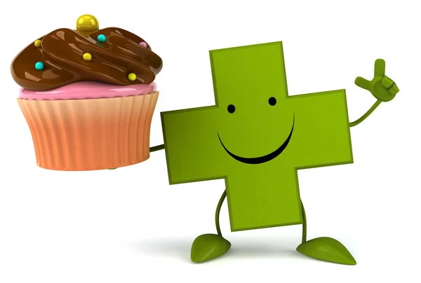 Pharmacy cross with cupcake — Stock Photo, Image