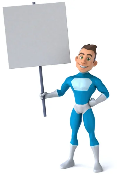 Superhero with board — Stock Photo, Image