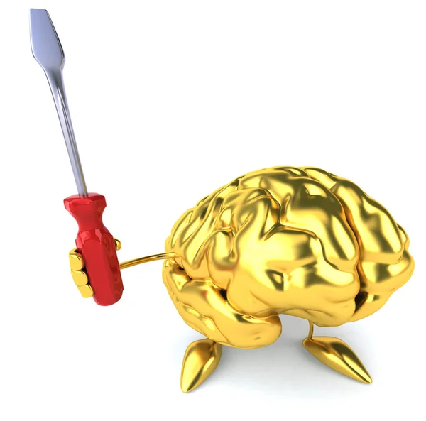 Brain with screwdriver — Stock Photo, Image