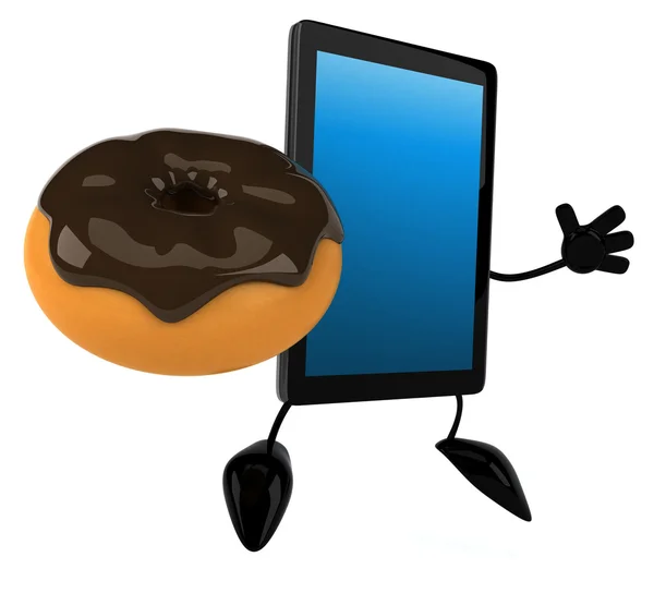 Tablet met donut — Stockfoto